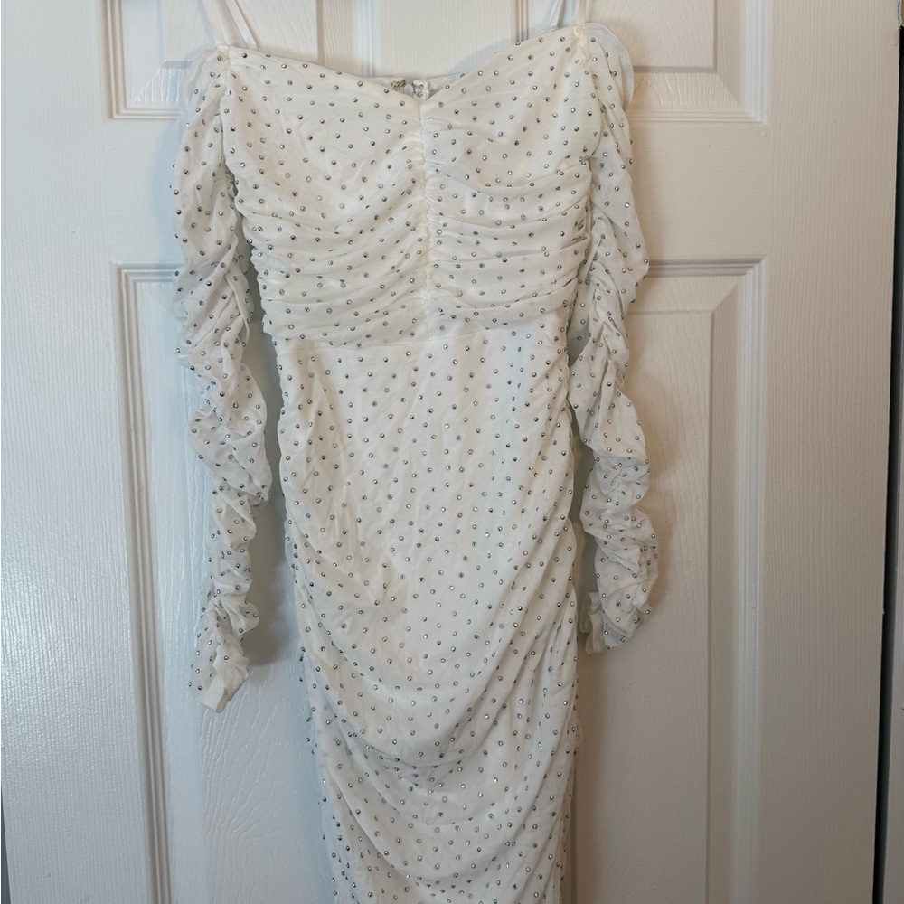 Elegant White Ruched Dress